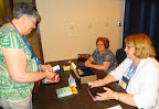 Mission u Dean Elaine Kirk (left) checks out the book room.